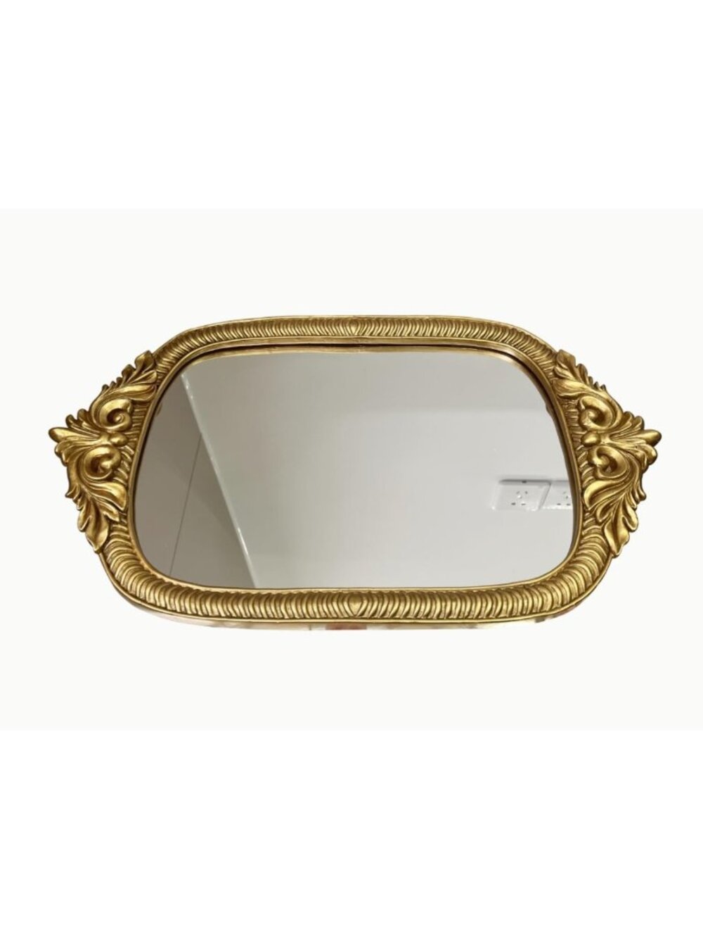 Elegant Gold Oval Mirror Tray, 18.75"x11.5", Handmade Resin Vintage Jewelry